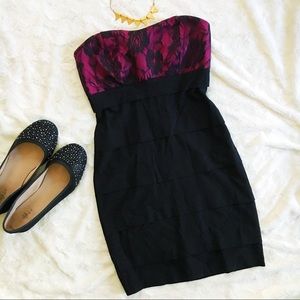 Black and pink lace party dress